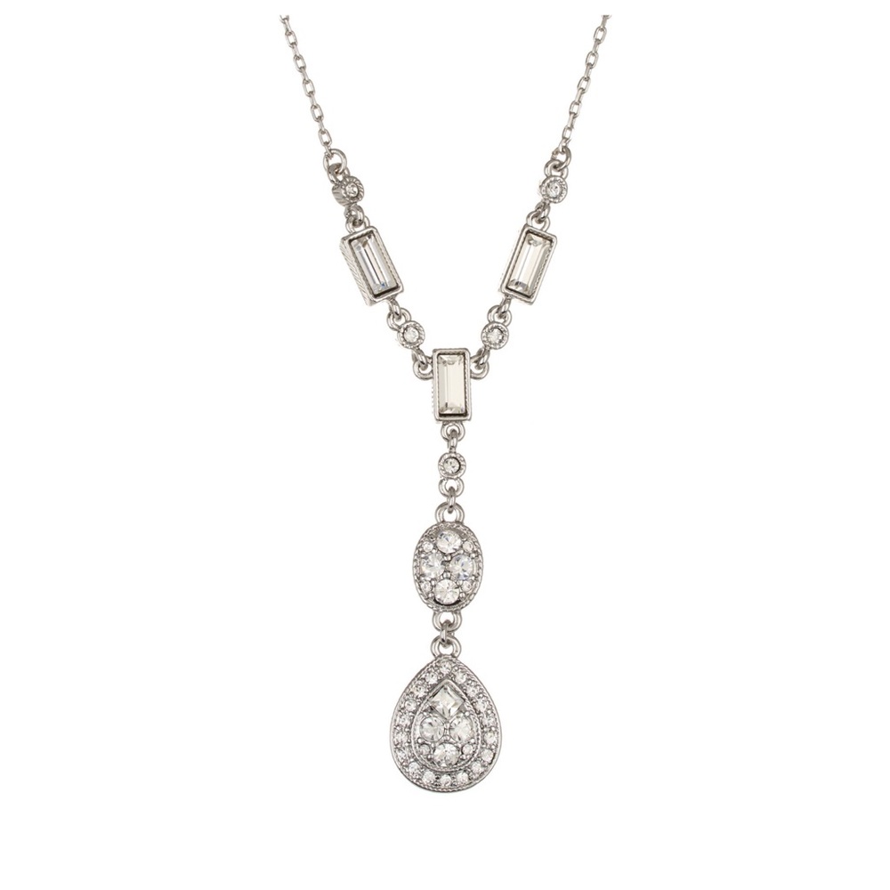 Givenchy Crystal Pavé Teardrop Y Pendant Necklace